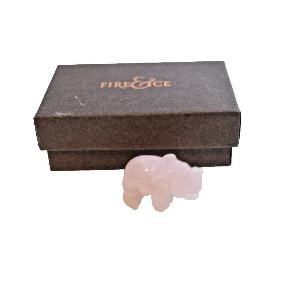 Fire & Ice Miniature Pink Glass Elephant Figurine Trunk Up Collectible TB5-D2